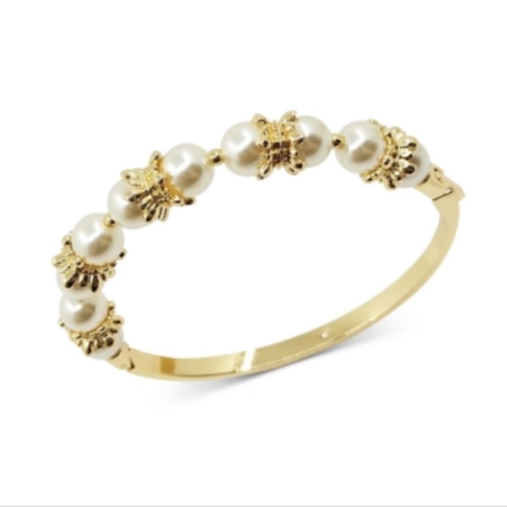 NWT Charter Club Gold-Tone Imitation Pearl Bangle Bracelet,  - Gold tone